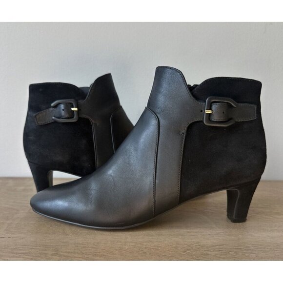 Cole Haan Womens 7 B Suede Leather Ankle Boot Black Sylvia Waterproof - Picture 2 of 15